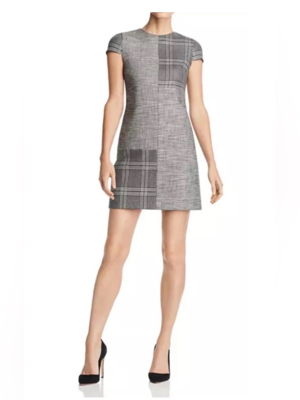Alice + Olivia Coley Mixed Plaid A-Line Shift Dress size 8